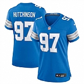 Women's Detroit Lions #97 Aidan Hutchinson Blue Stitched Jersey Dzhi,baseball caps,new era cap wholesale,wholesale hats